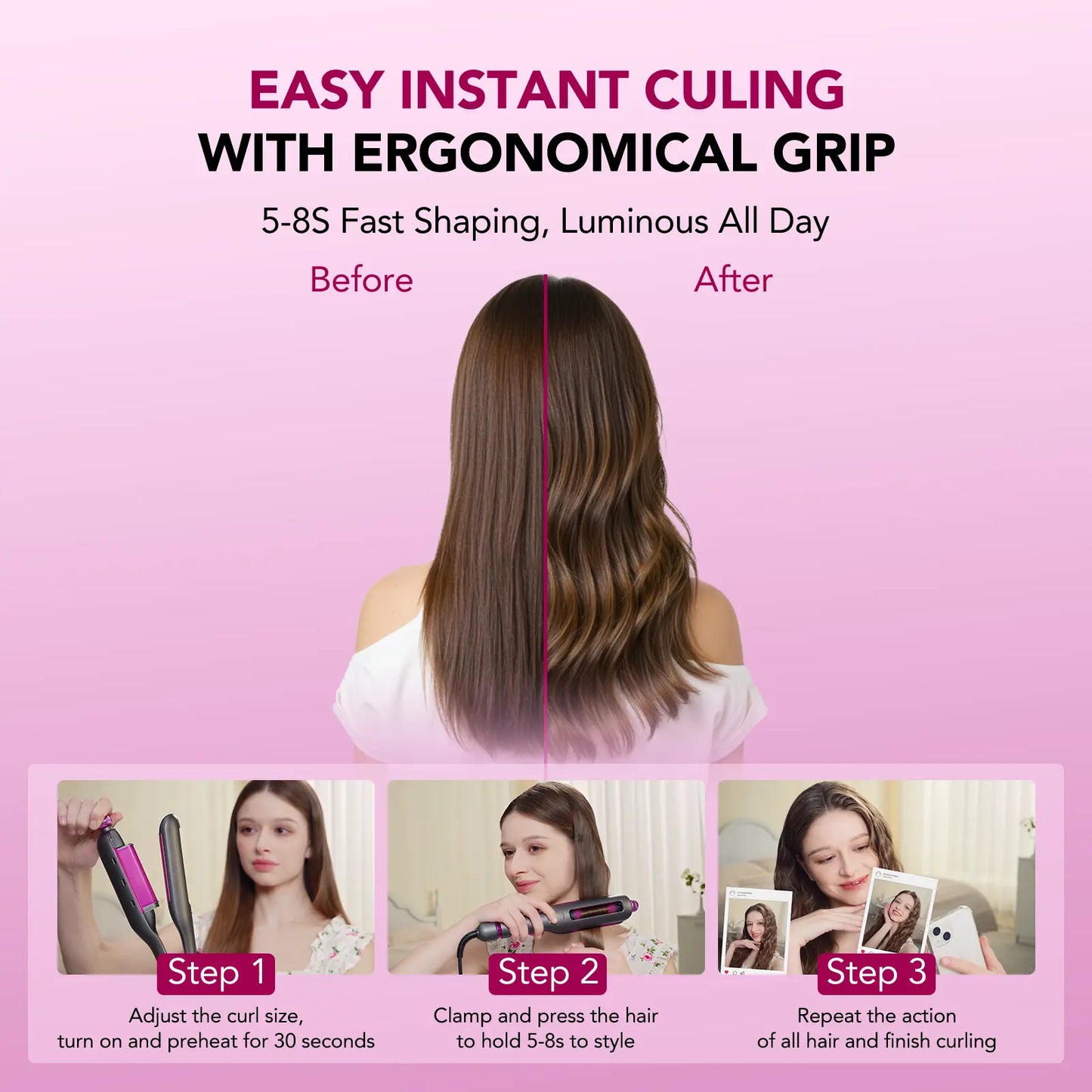 SKG Waveflex 4-In-1 Adjustable Hair Waver Crimper – Beach Waves Curling Wand, Mermaid Hair Style, Ceramic 4 Barrel Sizes, 5 Temp Settings & Negative Ionic Care, Fast Heat-Up, Safe and Easy to Use