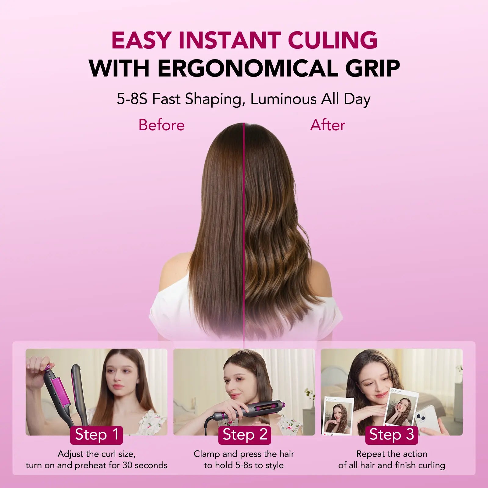 SKG Waveflex 4-In-1 Adjustable Hair Waver Crimper – Beach Waves Curling Wand, Mermaid Hair Style, Ceramic 4 Barrel Sizes, 5 Temp Settings & Negative Ionic Care, Fast Heat-Up, Safe and Easy to Use