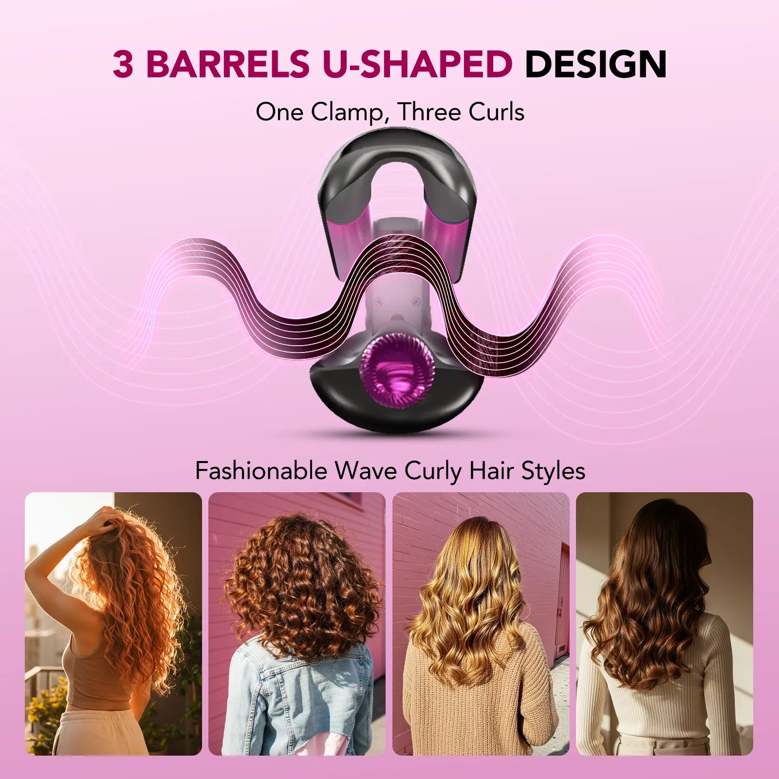 SKG Waveflex 4-In-1 Adjustable Hair Waver Crimper – Beach Waves Curling Wand, Mermaid Hair Style, Ceramic 4 Barrel Sizes, 5 Temp Settings & Negative Ionic Care, Fast Heat-Up, Safe and Easy to Use