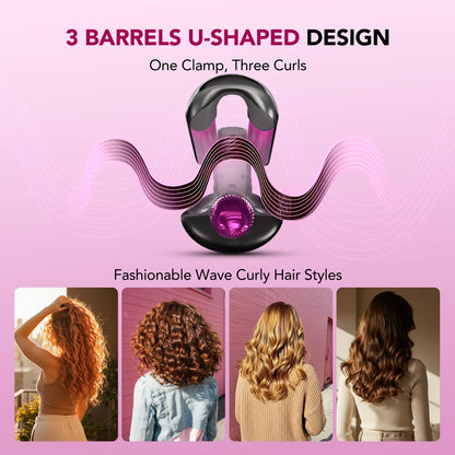 SKG Waveflex 4-In-1 Adjustable Hair Waver Crimper – Beach Waves Curling Wand, Mermaid Hair Style, Ceramic 4 Barrel Sizes, 5 Temp Settings & Negative Ionic Care, Fast Heat-Up, Safe and Easy to Use