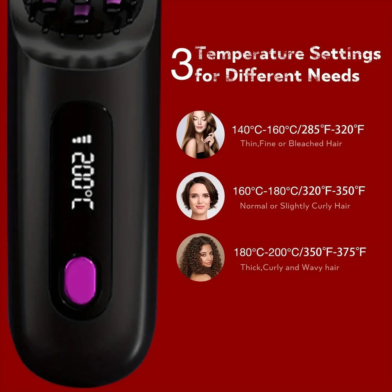 2026 Upgraded Straight Hair Comb, Portable Fashion Lazy Straightener, USB Rechargeable Flat Iron Clip, Wireless Straightening & Curling Comb
