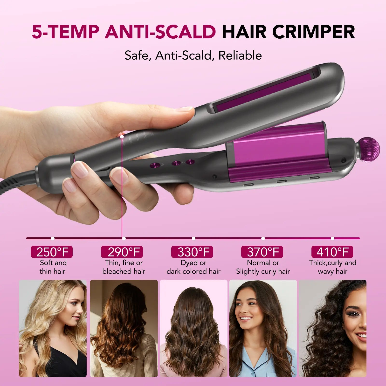 SKG Waveflex 4-In-1 Adjustable Hair Waver Crimper – Beach Waves Curling Wand, Mermaid Hair Style, Ceramic 4 Barrel Sizes, 5 Temp Settings & Negative Ionic Care, Fast Heat-Up, Safe and Easy to Use