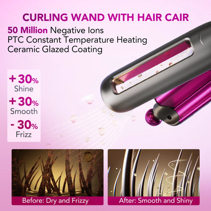 SKG Waveflex 4-In-1 Adjustable Hair Waver Crimper – Beach Waves Curling Wand, Mermaid Hair Style, Ceramic 4 Barrel Sizes, 5 Temp Settings & Negative Ionic Care, Fast Heat-Up, Safe and Easy to Use